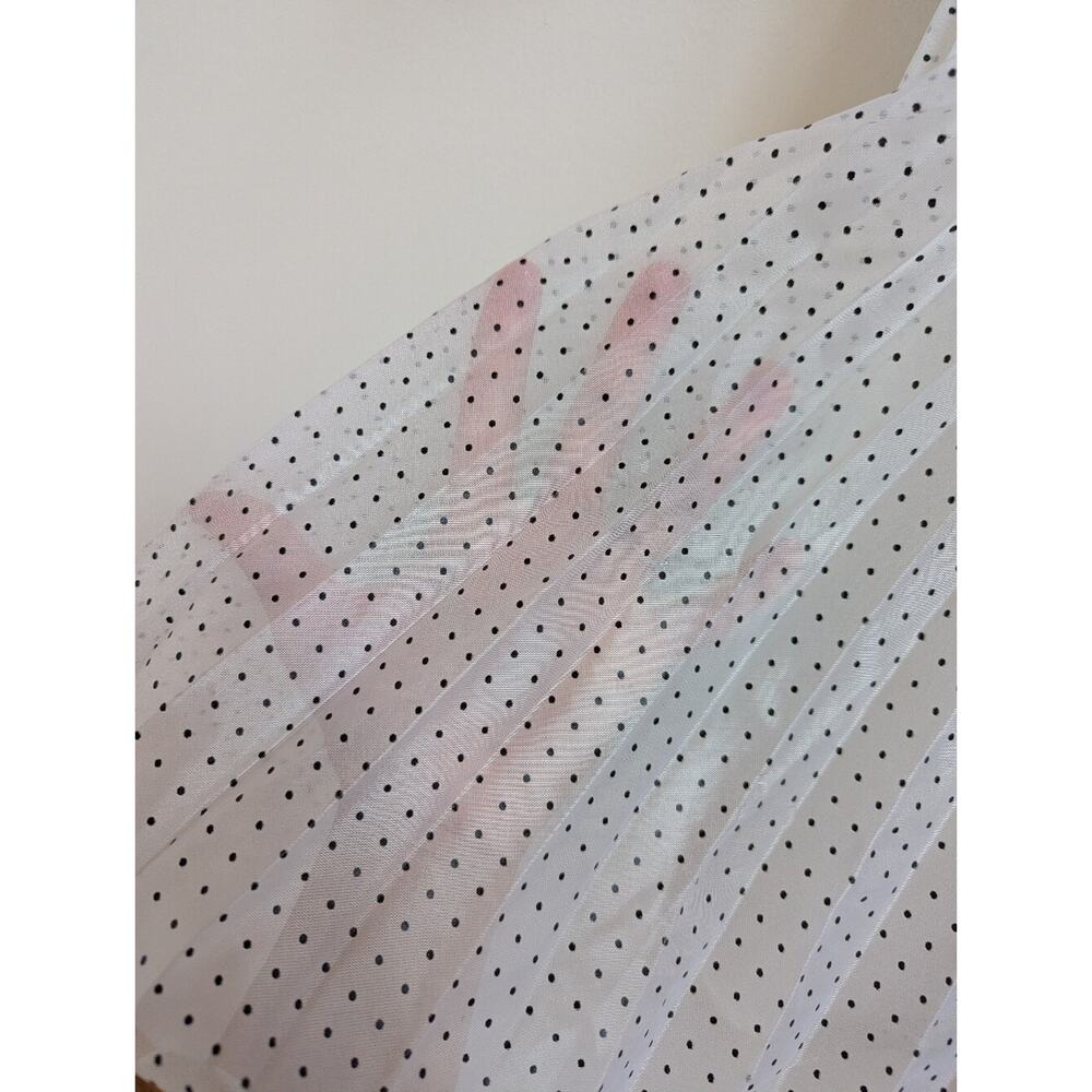 Vtg Merry Girl Dress 10 Sheer Polka Dot Black and White Pleated - Picture 5 of 7